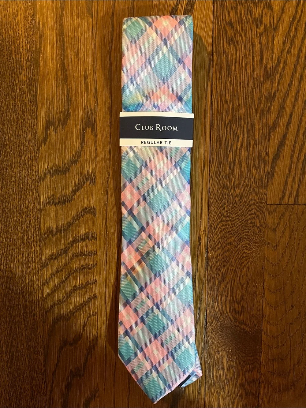 Club Room Blue and Pink Plaid Necktie Tie